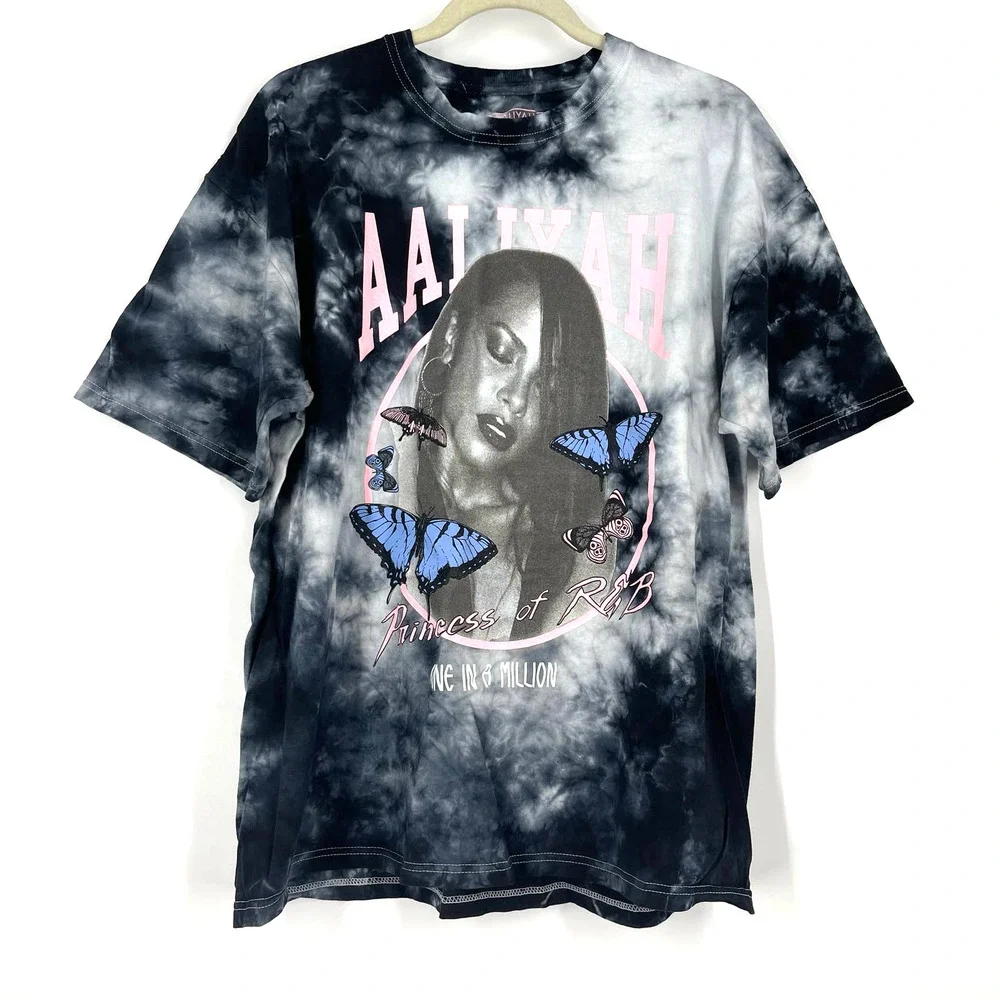 Aaliyah Princess Of R&B One In A Million Portrait Tie Dye T-Shirt Size 1X NWOT